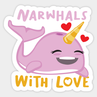 Narwhals with love smiling design for narwhale lover Sticker